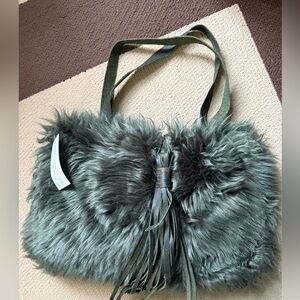 Gorgeous green shearling handmade bag